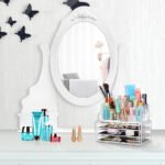 منظم مكياج اكريليك بثلاثة ادراج مع مرآة Luxury Acrylic Cosmetic makeup organizer rack with 4 Drawers with mirror (4)