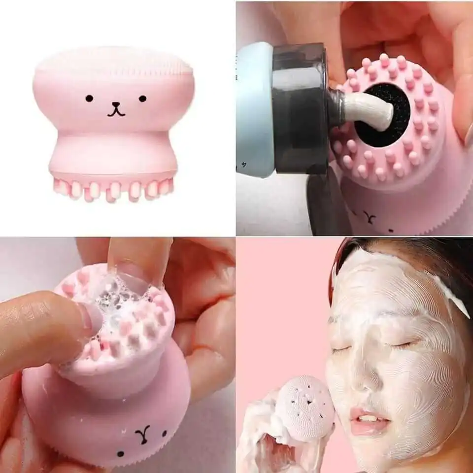 كليننج باد بخزان للغسول Jellyfish Shaped Exfoliating Brush تجربتي لجهاز السيليكون لتنظيف الوجه