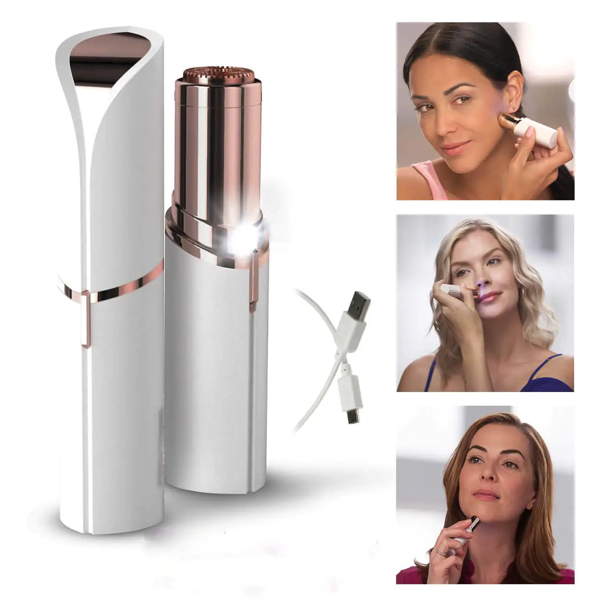 جهاز ازالة الشعر Flawlbss مع USB مطلي بالذهب